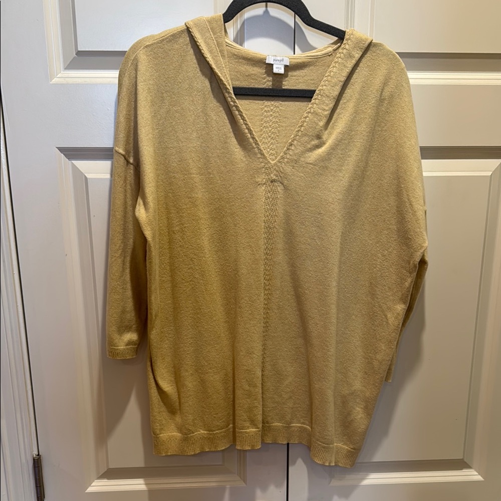 Yellow Hooded J.Jill Sweater. Size L